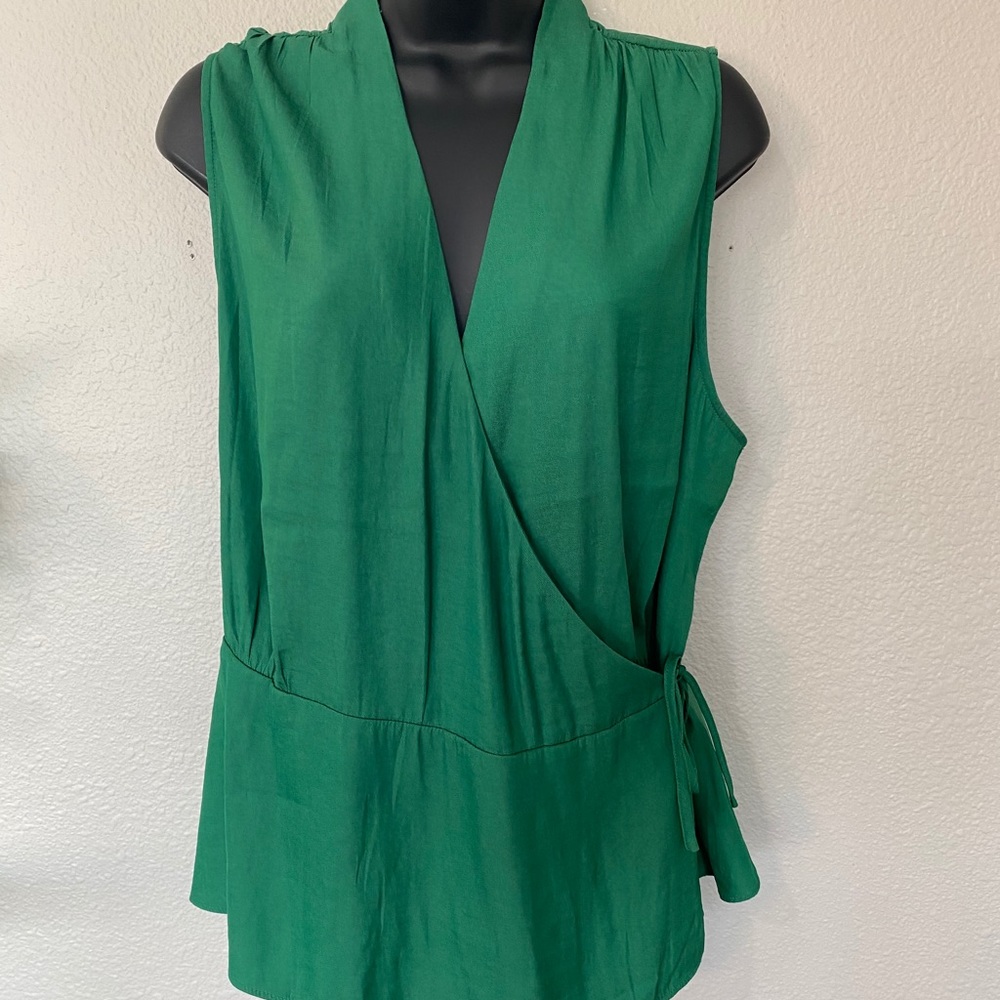 Banana Republic Satin Green wrap tie waist